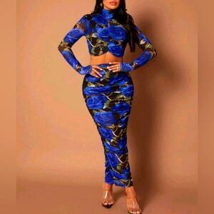 Sexy printed 2pc floral skirt set sz Medium